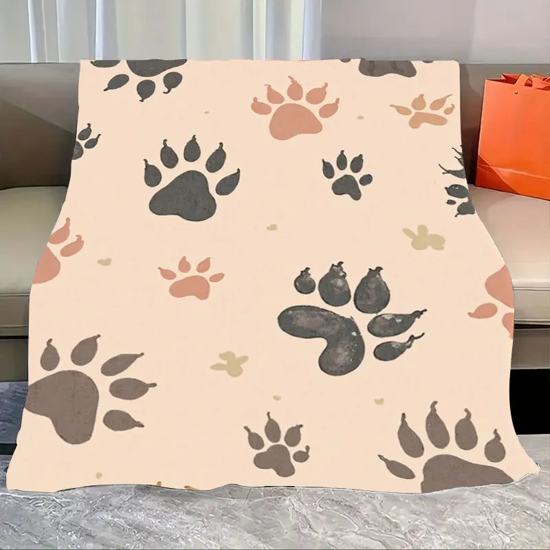 Flannel Blanket Black Cat Print Cozy Halloween Kids Decor