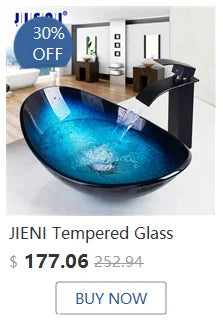 Jieni Glass Waterfall Spout Brass Faucet Oil Rubbed Bronze