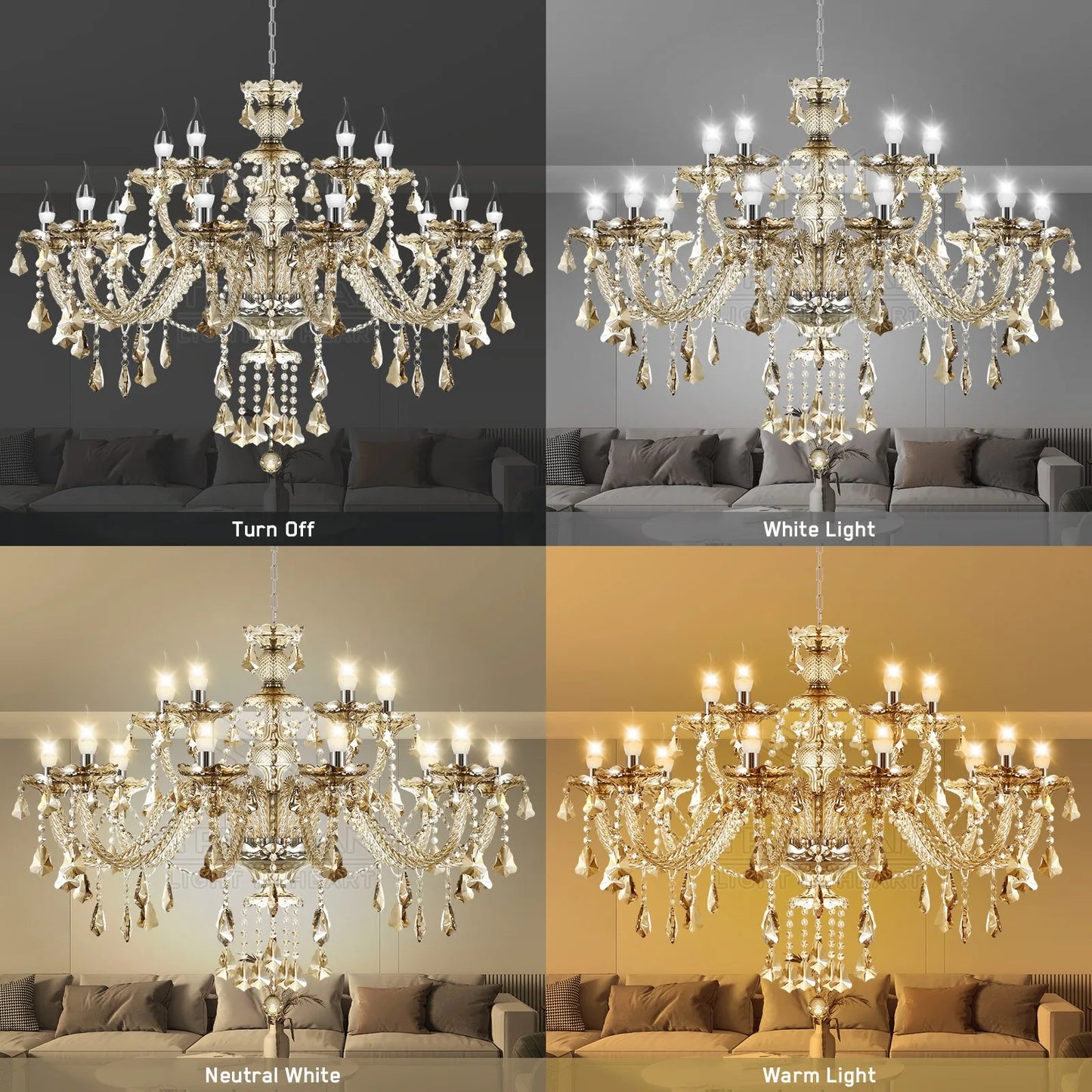 15 Arms Crystal Chandelier Pendant Lighting E14 Modern K9 Glass Fixture for Bedroom Living Room Corridor Hall