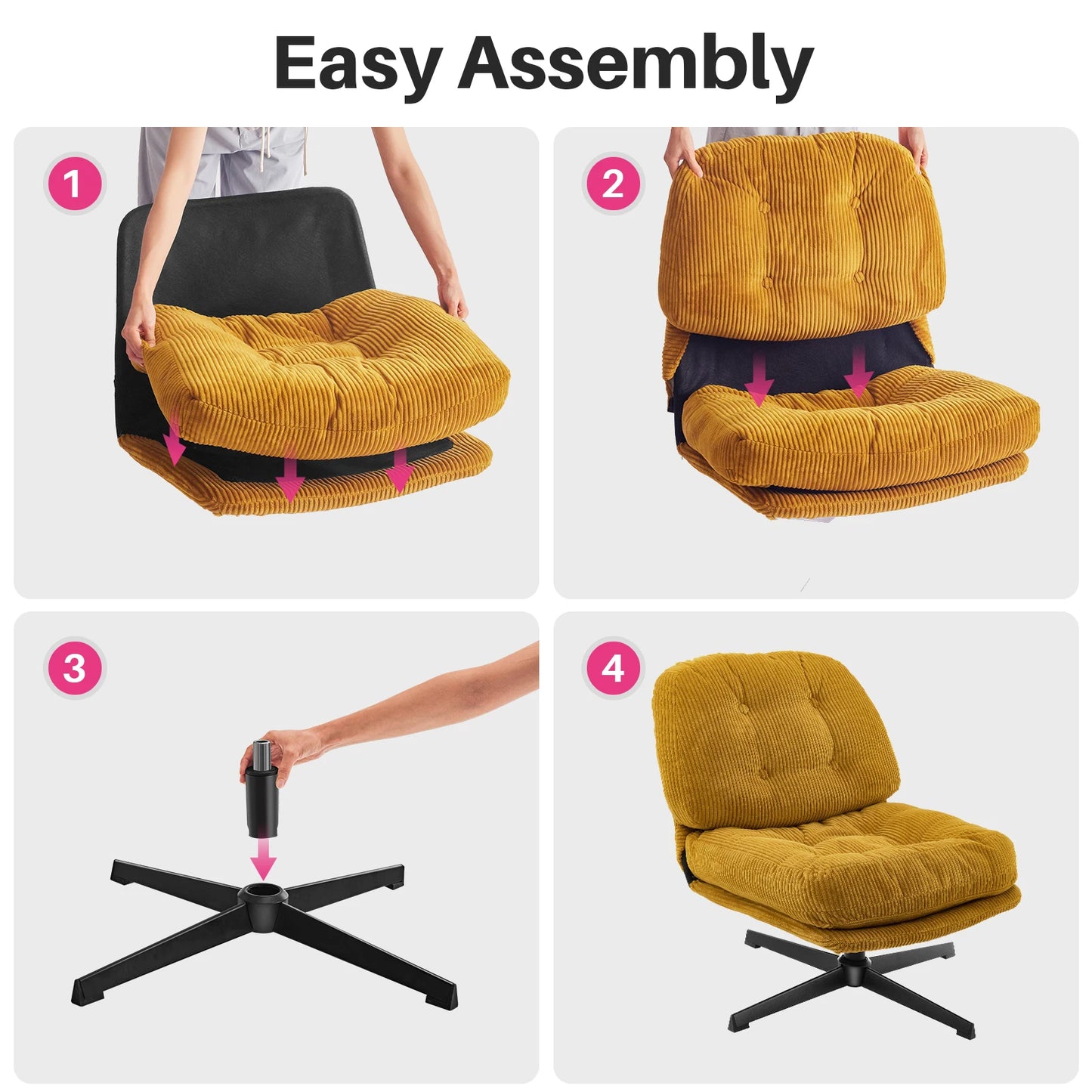 Redlife Foldable Accent Chair 360 Degree Swivel Tufted Upholstered Living Room