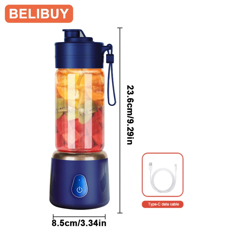 Portable Blender Electric Juicer 600ML Fruit Mixer 2000mAh USB Rechargeable Smoothie Mini Blender Multifunction Juice Maker