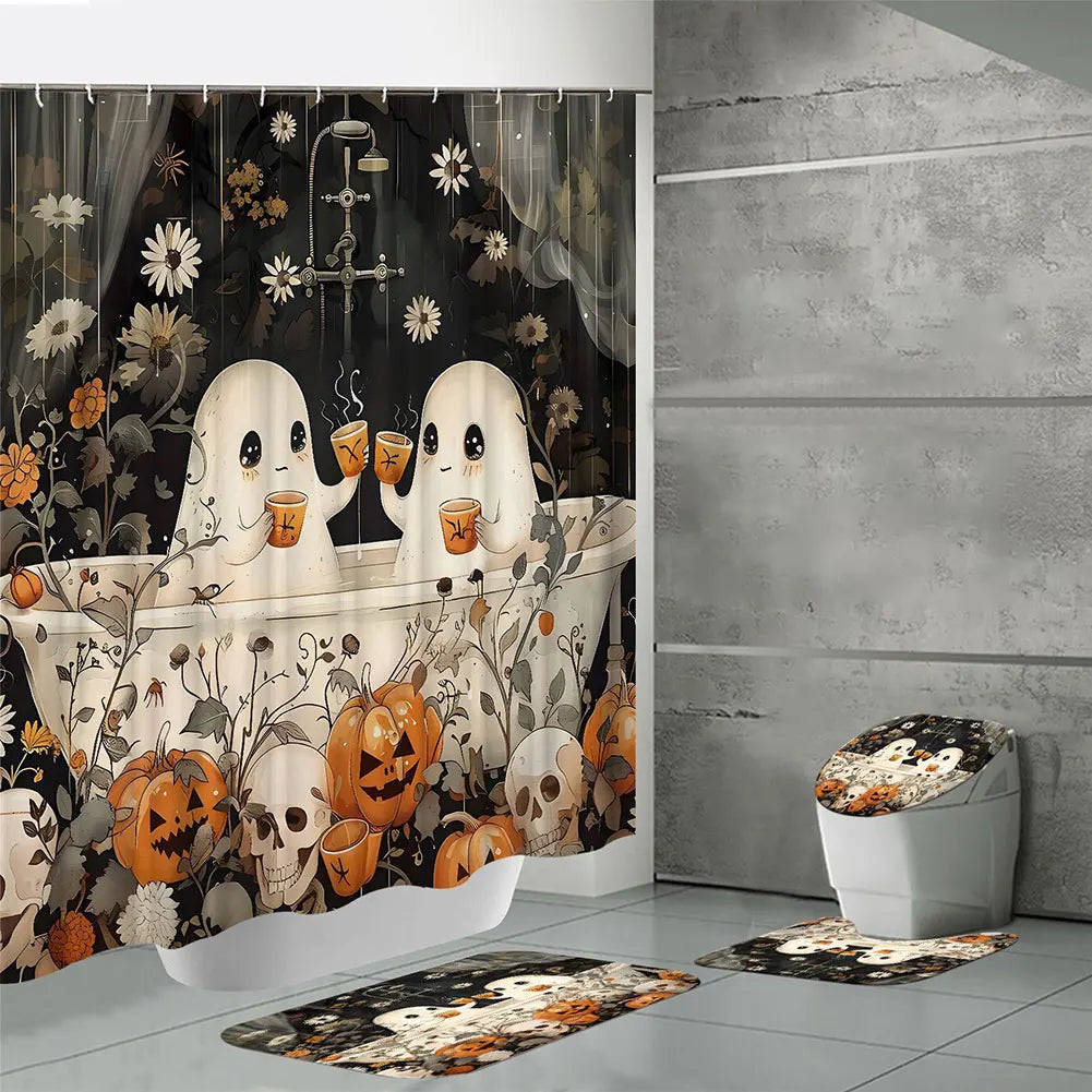 Cute Cartoon Ghost Shower Curtain Halloween Polyester