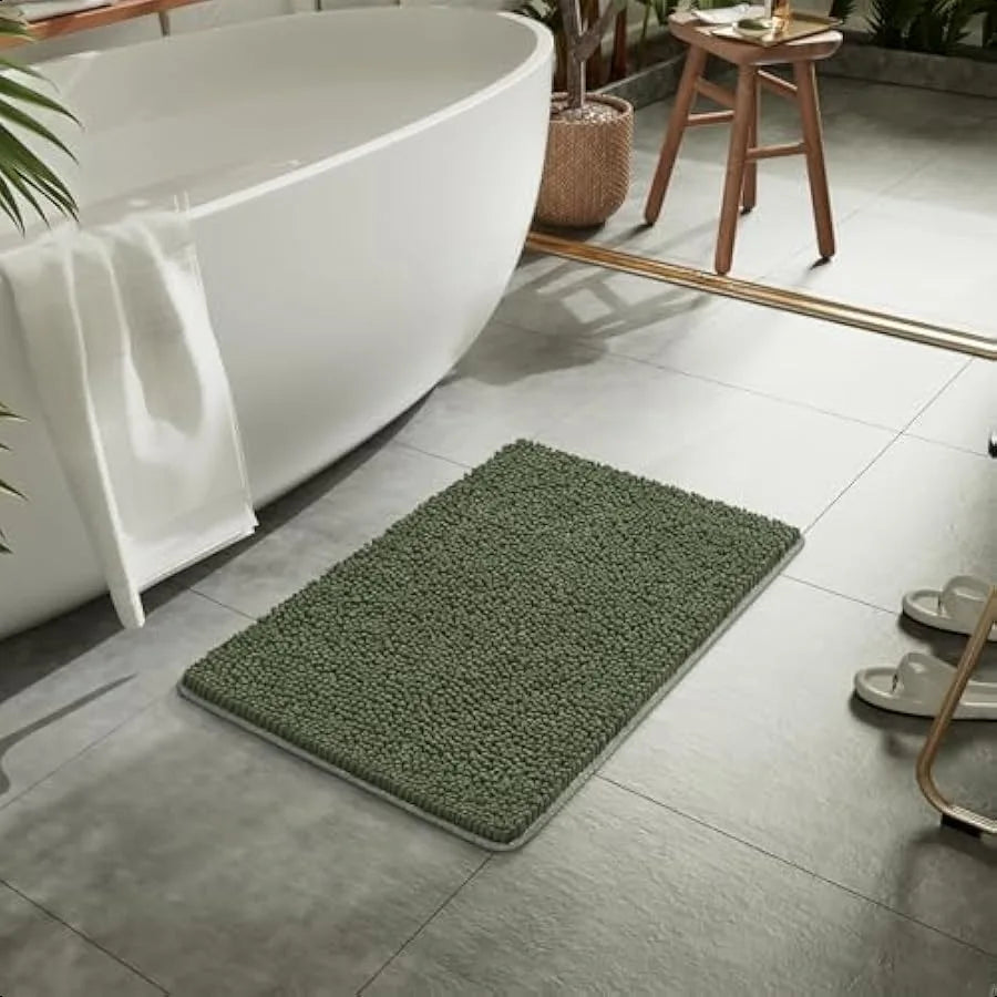 Luxury Bathroom Rug Shaggy Bath Mat 20 x 30 Inch Washable Non Slip Bath Rugs Soft Plush Chenille Absorbent Geometric Design