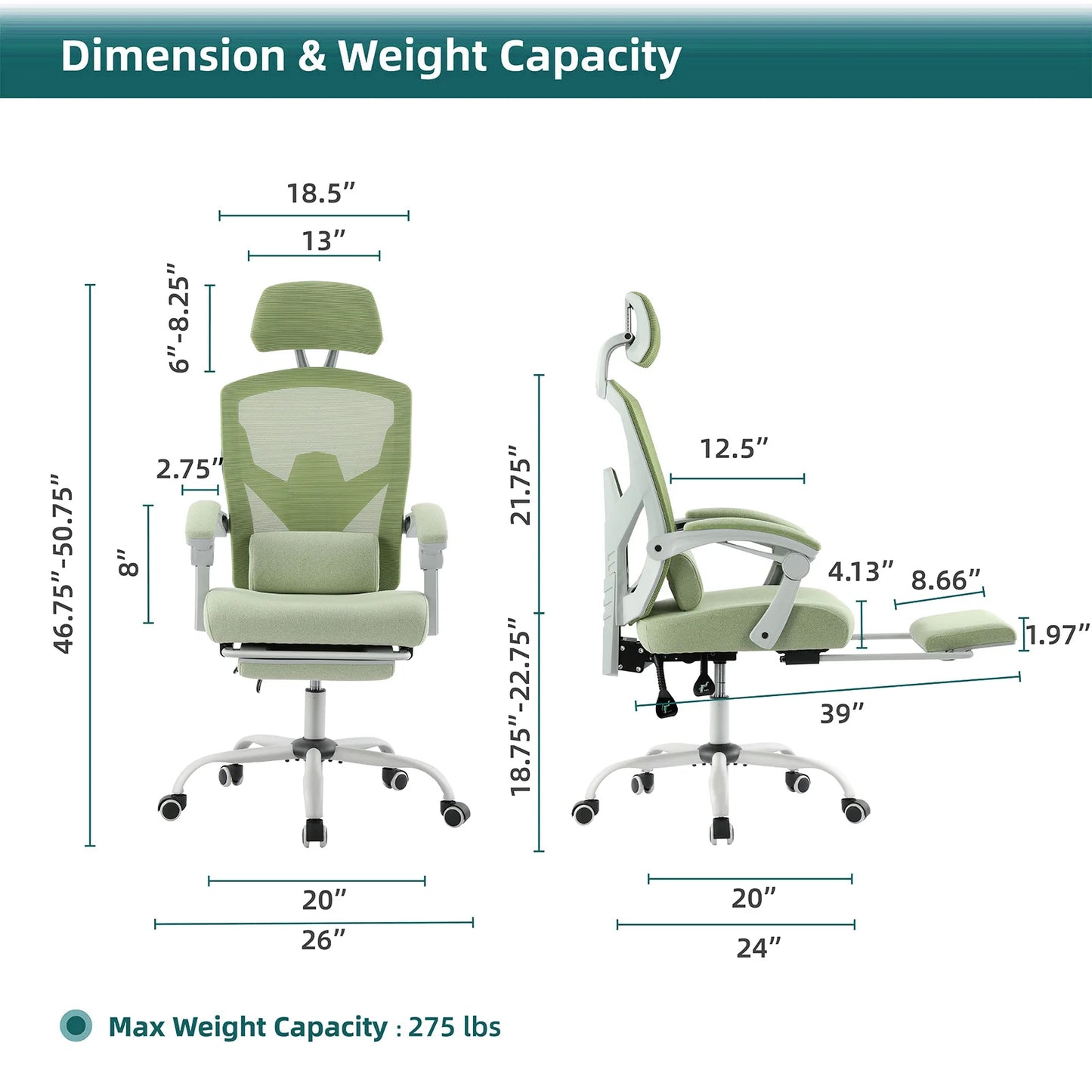JHK Ergonomic Reclining High Back Mesh Office Chair With Lumbar Support Pillow