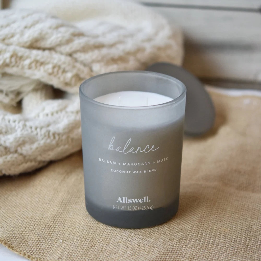 Balance Balsam Mahogany Musk Scented Candle 2 Wick Coconut Wax Jar 15oz
