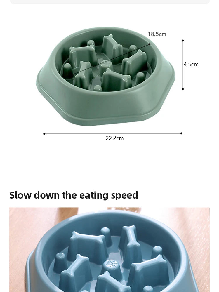 Pet Slow Feeder Bowl For Small Dogs Anti Choking PP Plastic Dish