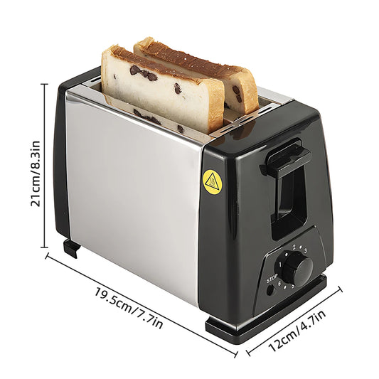 Toaster 2 Slice Wide Slot Stainless Steel with 6 Preset Temperature Settings and Manual Stop