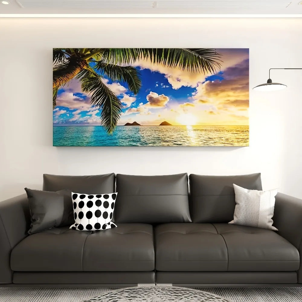 Sunset Beach Canvas Print Ocean Landscape One And A Half Inch Thick Seaside