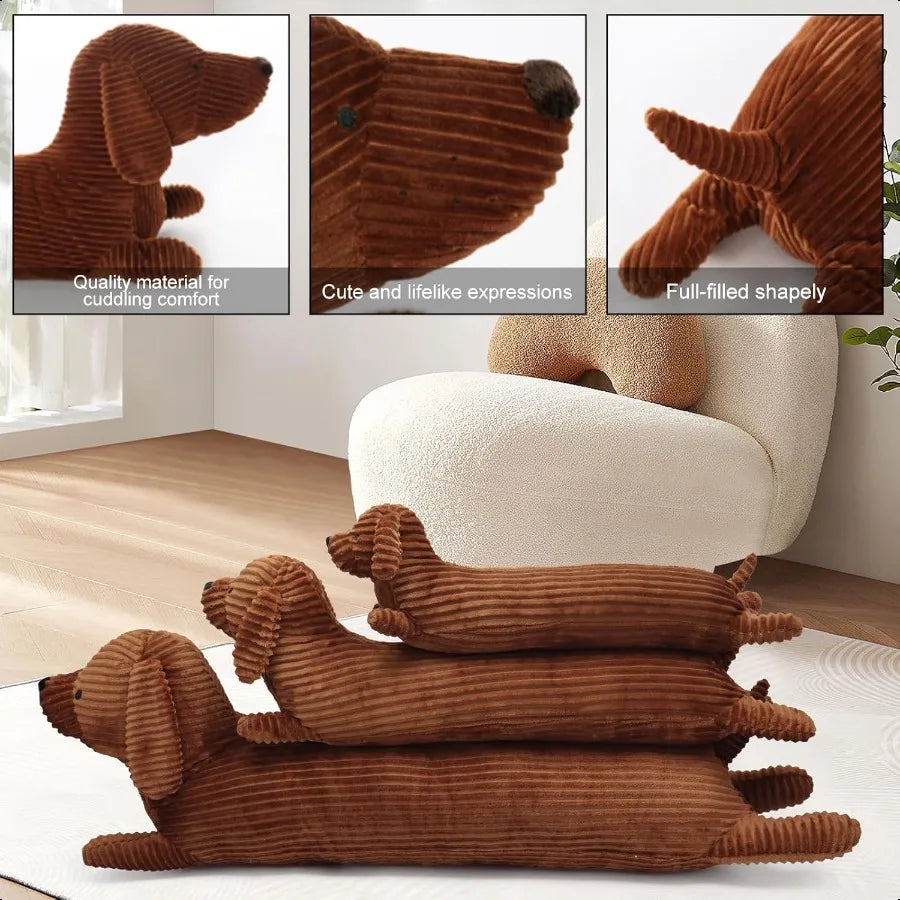 Enhopty 43 Inch Giant Dachshund Dog Plush Pillow Puppy Stuffed Animal Long Body Throw Sleeping Pillow for Christmas