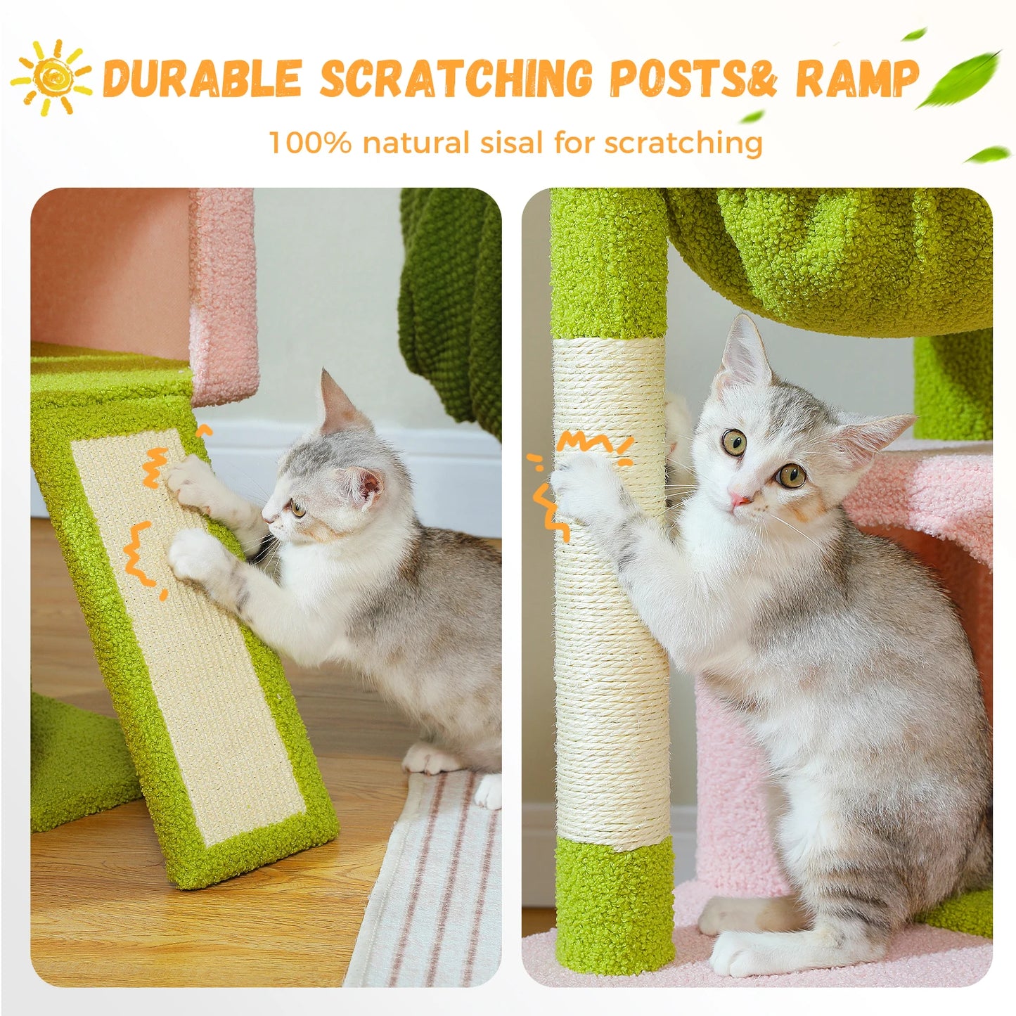 Four Level Cat Tree For Indoor Cats With Sisal Scratching Post And Condos