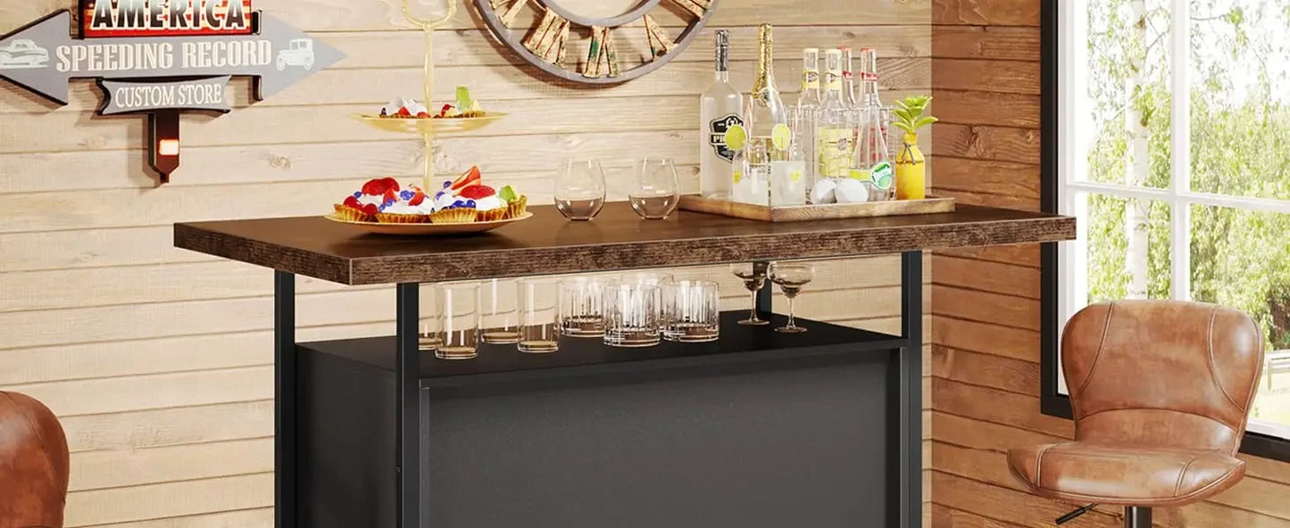 Tribesigns Home Bar Cabinet With Footrest And Stemware Rack