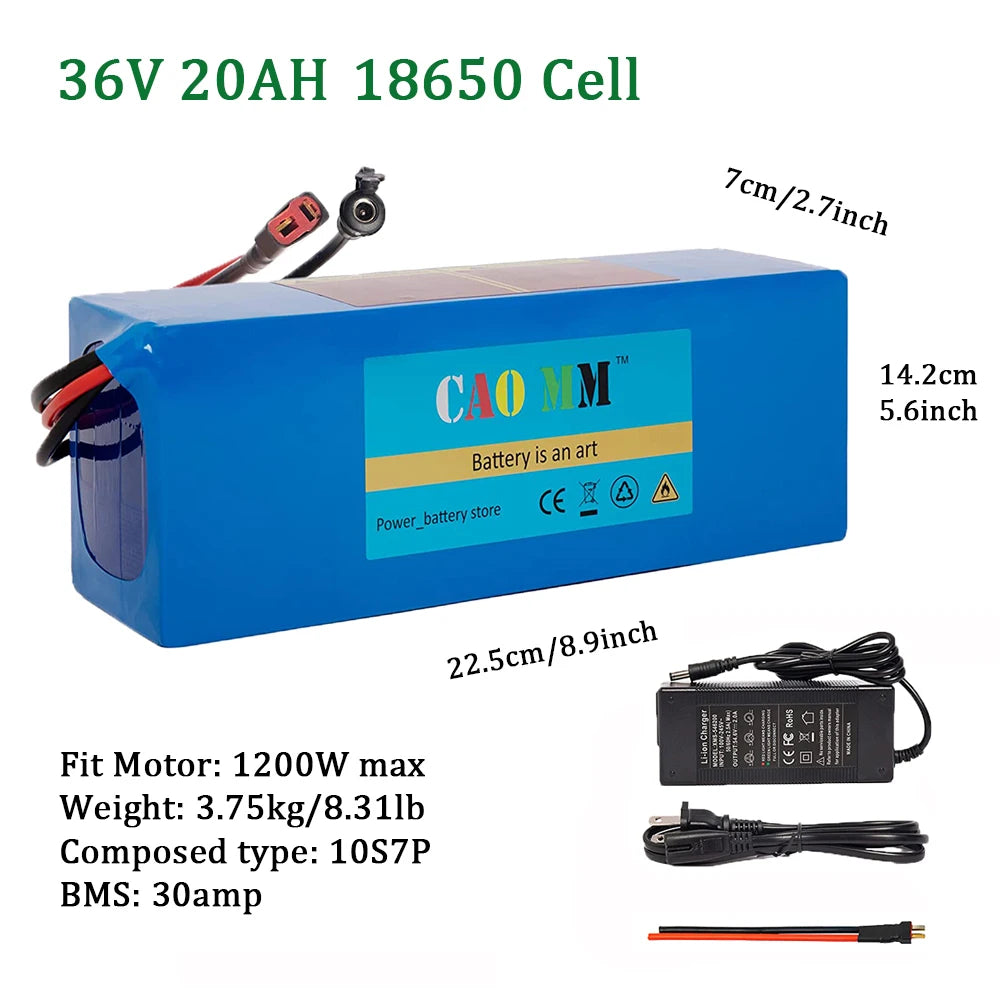 36V 48V Ebike Battery 10Ah 14Ah 16Ah 20Ah For 200 To 1200W