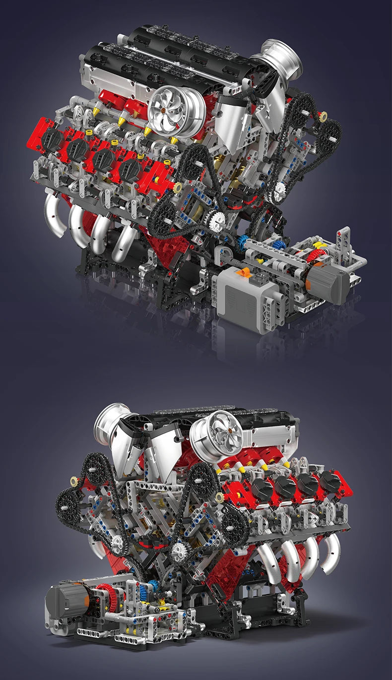 Mould King 10130 F488 Supercar V8 Engine Building Block Set Gift