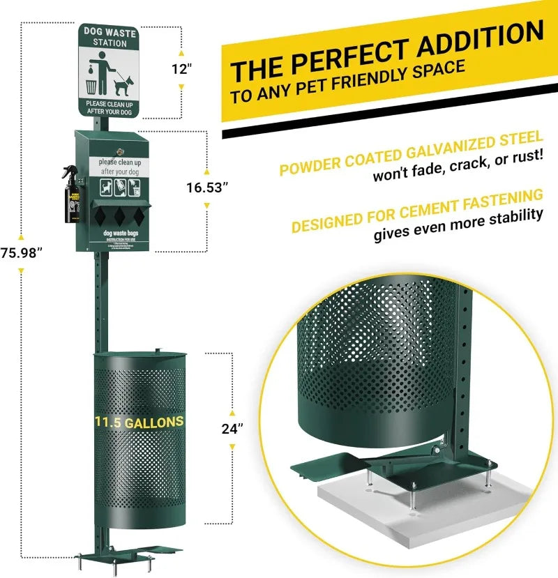 Glow In The Dark Pet Waste Station With Pedal And 50 Liners