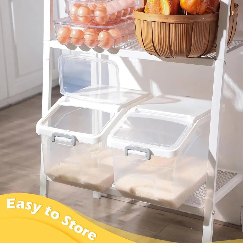 4 Pack Airtight Rice And Flour Storage Containers With Measuring Cup 22 Lb