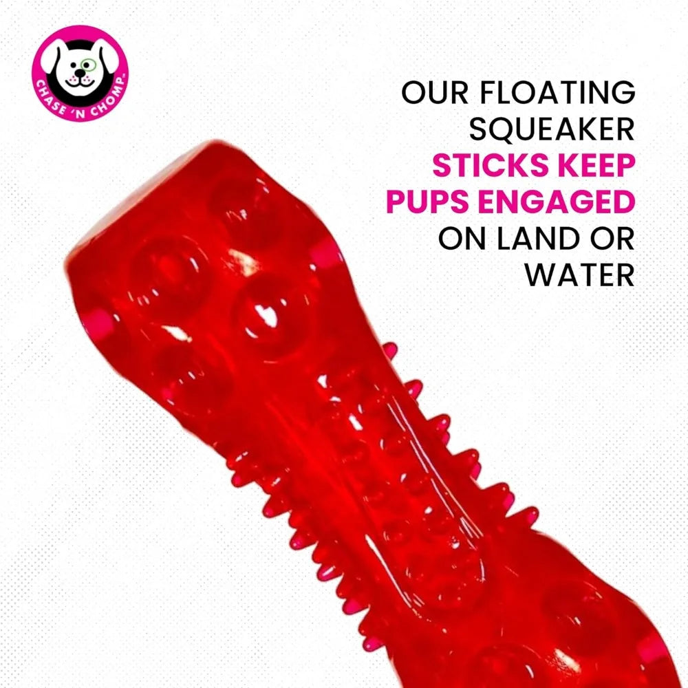 Chase N Chomp Squeak and Light Up Sticks Dog Toy 2 Pack