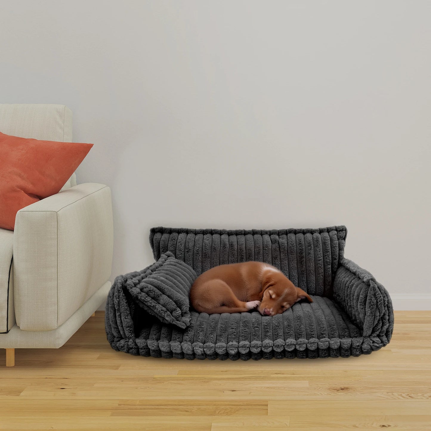 Pet Couch With Removable Washable Cover Calming Plush Bed For Cats And Dogs