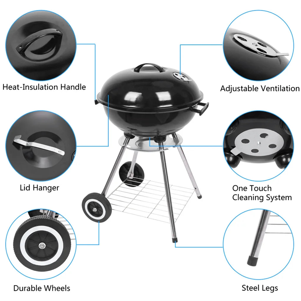 18 Inch Outdoor Camping BBQ Grill Portable Barbecue Grill Charcoal Firewood Stove