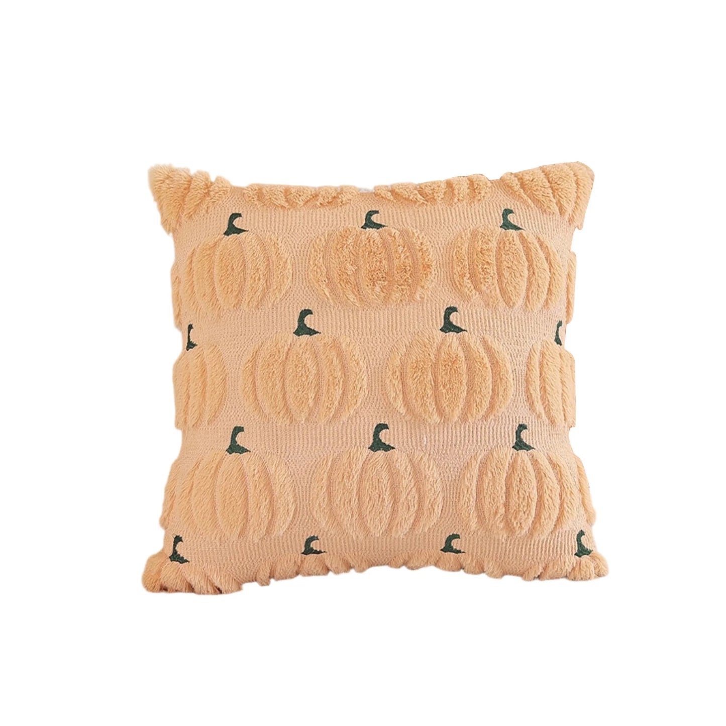 Spooky Halloween Pillowcase With Fuzzy Pumpkin Jacquard