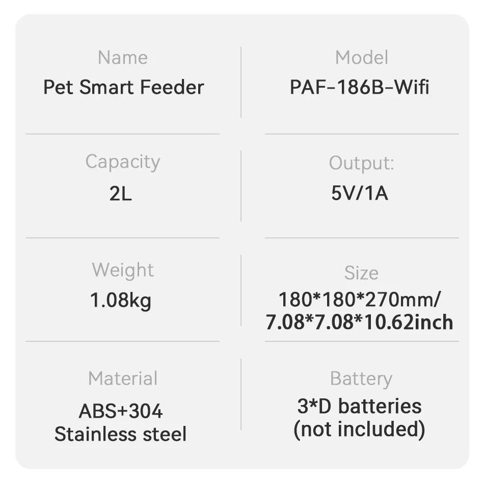 ROJECO 2L Smart Cat Feeder With WiFi App Remote Control