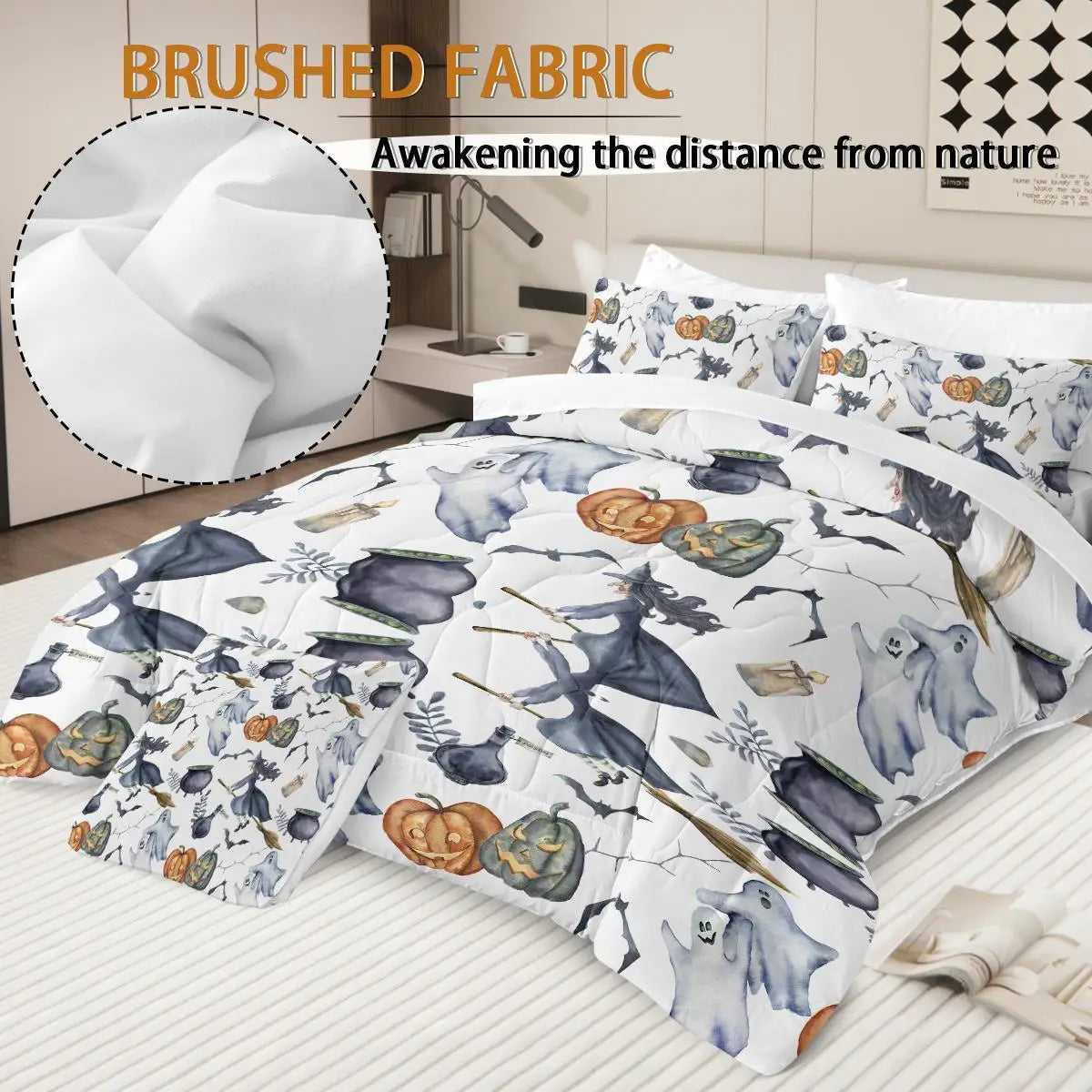 Witch Pattern Bed in a Bag Twin Comforter Sheets Set