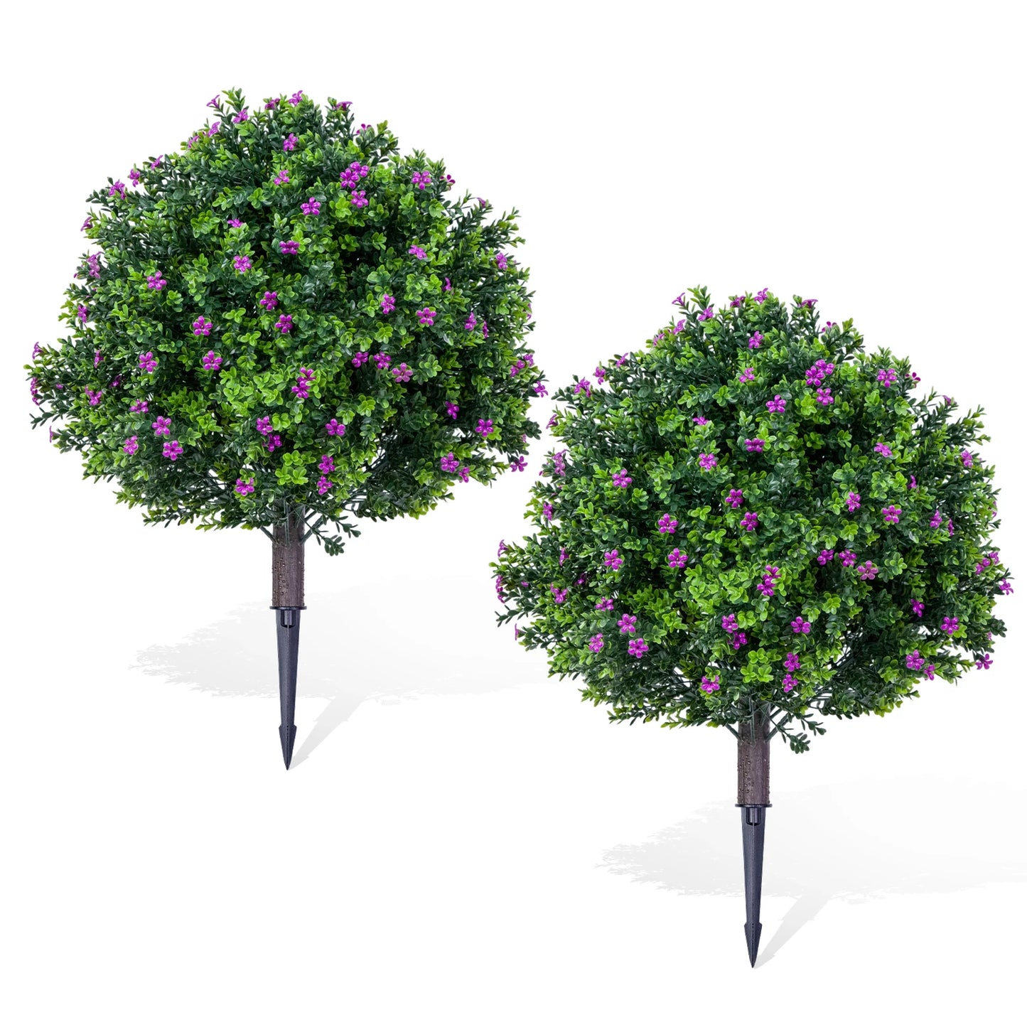Two Pieces Artificial Plants Step Flower With Plastic Pole And Iron Garden Decor