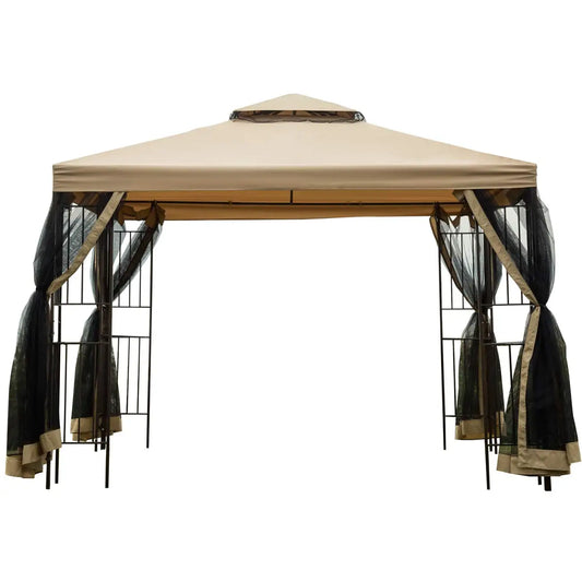 Garden Gazebo 10x10 Double Roof Vented Waterproof Canopy for Patio Backyard