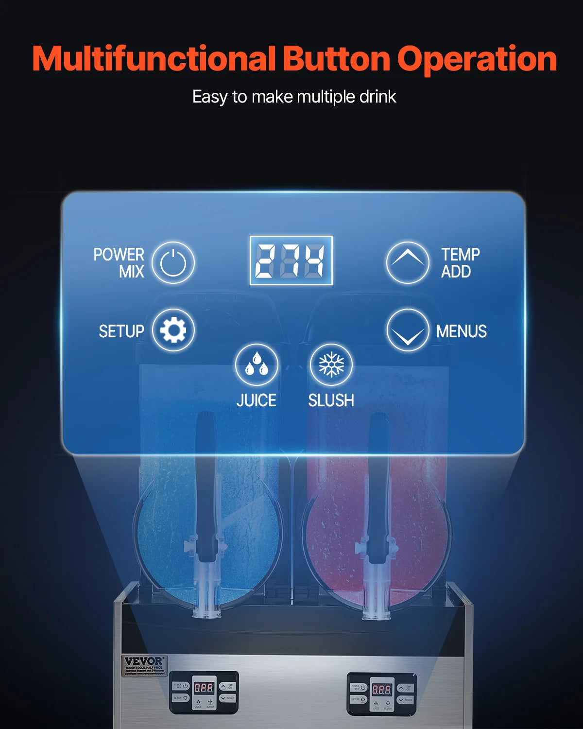 SucceBuy 3-36L Commercial Slushy Machine 1-3 Tanks Stainless Steel Margarita Smoothie Frozen Drink Maker for Home and Restaurants