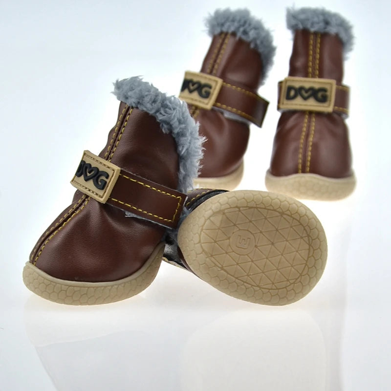 4 Pcs Set Keep Warm Snow Shoes for Small Dogs Non Slip Boots Winter