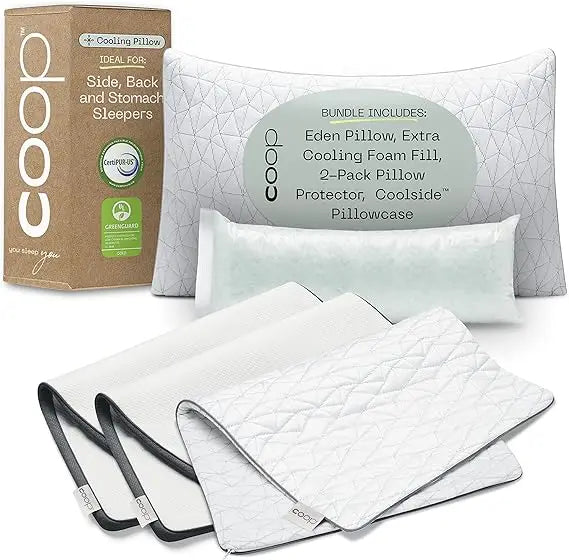 Eden Pillow Queen Bundle With Coolside Pillowcase Waterproof