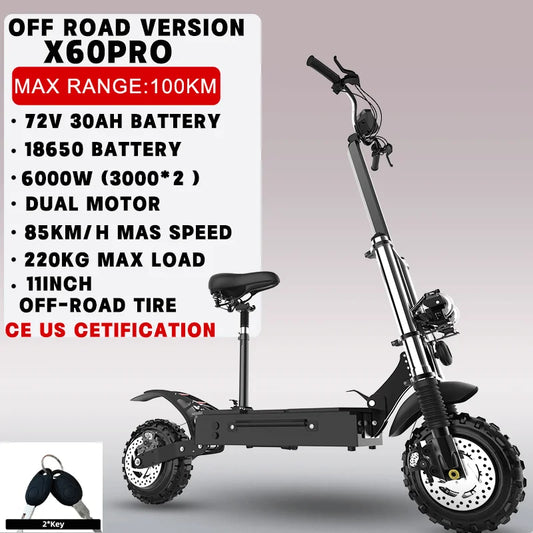 Dual Motor Electric Scooter For Adults Foldable 72V 85 KmH