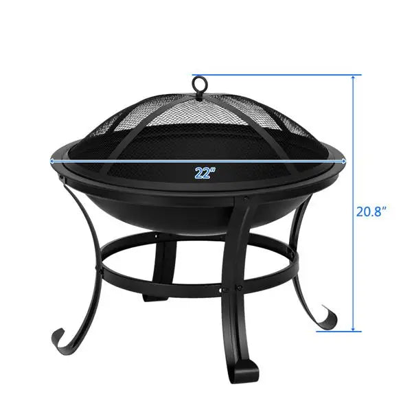 22 Inch Curved Feet Iron Brazier Wood Burning Fire Pit