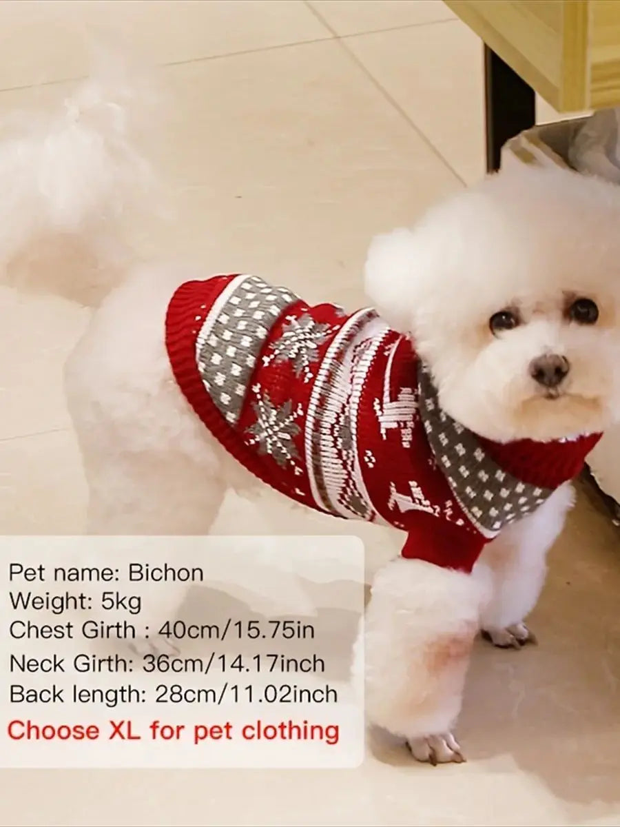 Christmas Style Knitted Wool Pet Sweater For Dogs And Cats Bichon Corgi