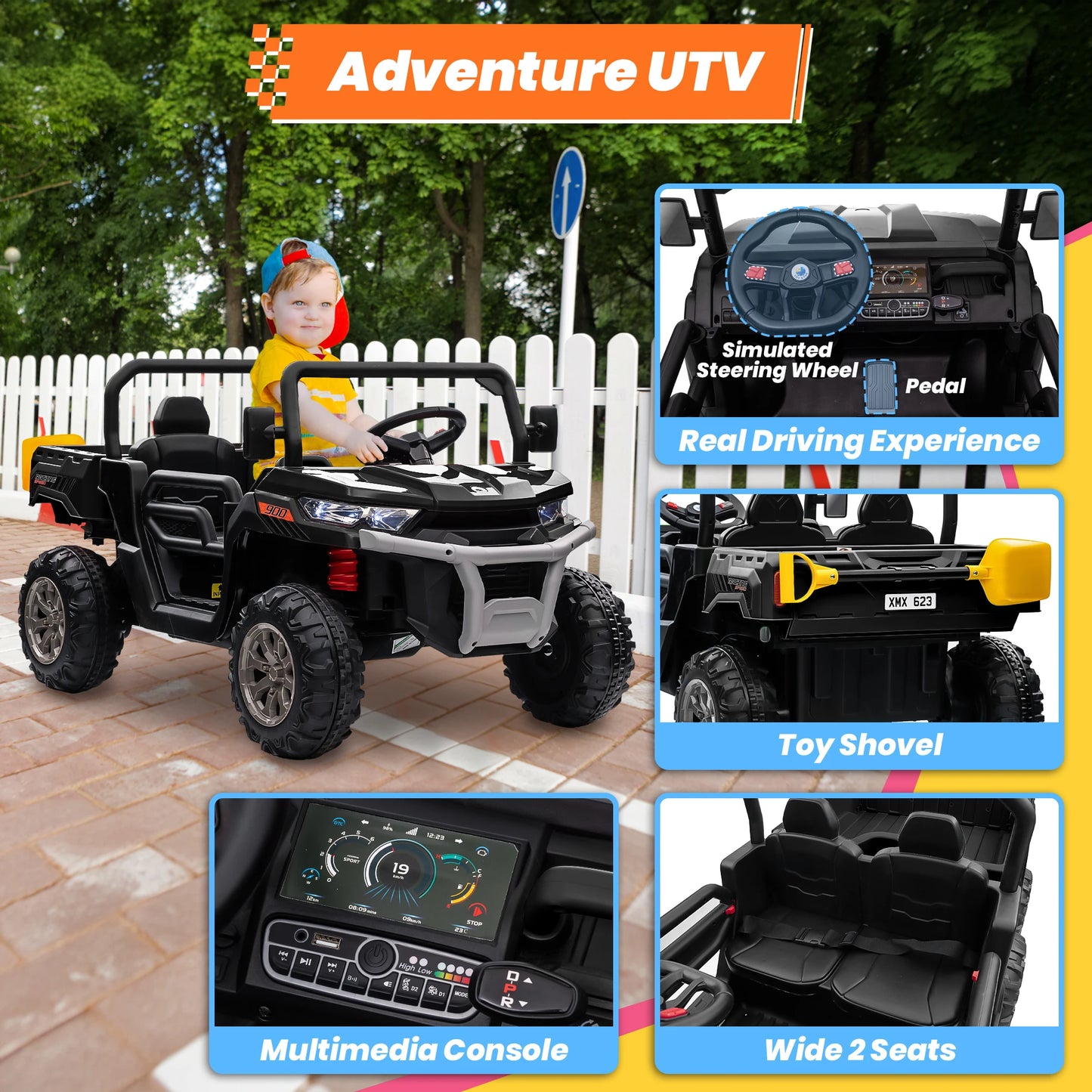 24V Ride On Dump Truck 2 Seater Kids UTV Electric Car Remote