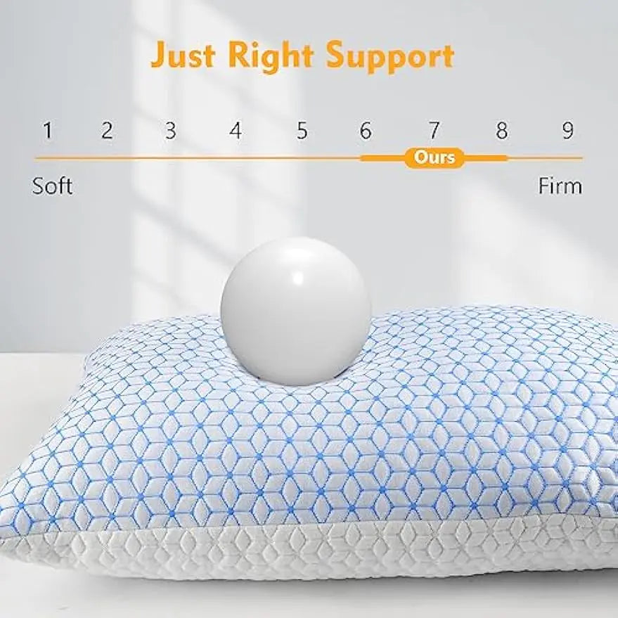 King Size Shredded Memory Foam Pillows Set Of 2 Cooling Adjustable Firmness