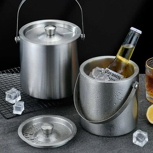 Double Wall Stainless Steel Insulated Ice Bucket Home Bar