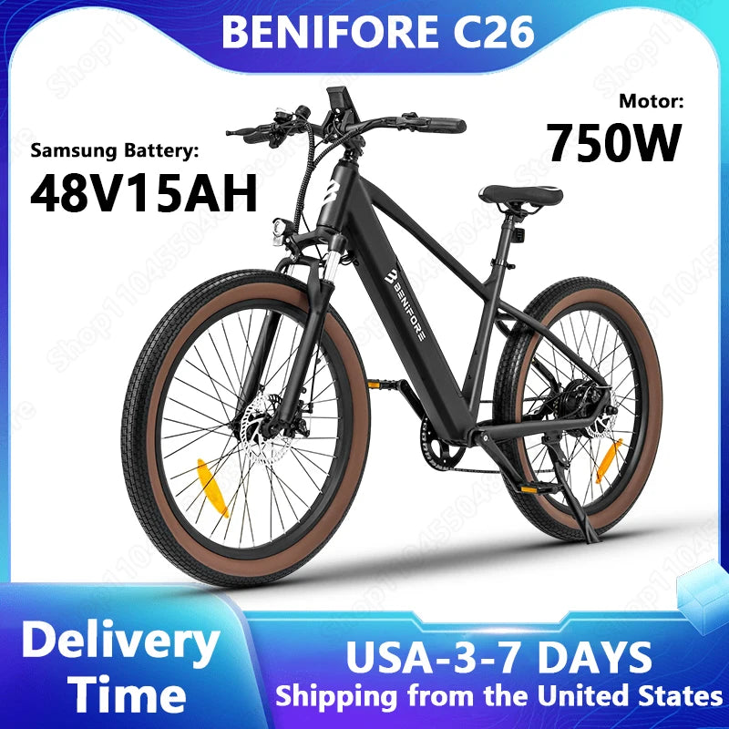 Luckeep C26 Adult E Bike 750W 48V 15Ah Removable Battery