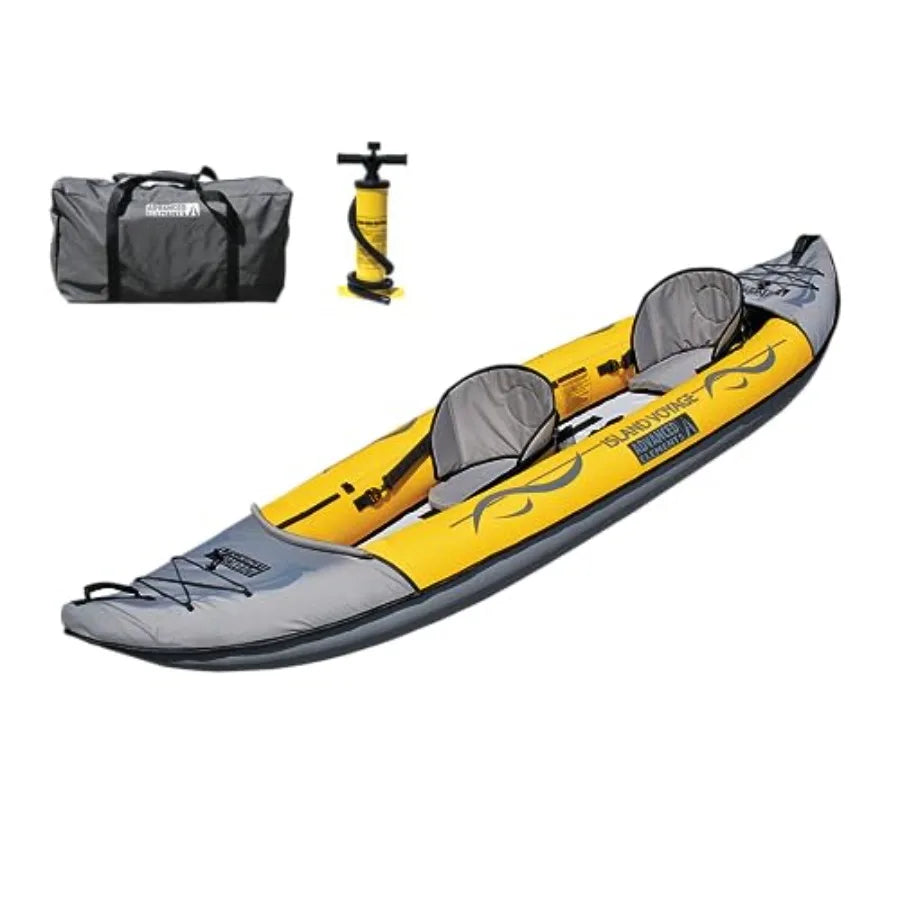 Island Voyage 2 Inflatable Kayak Recreational Convertible 11 Ft Yellow 1 or 2