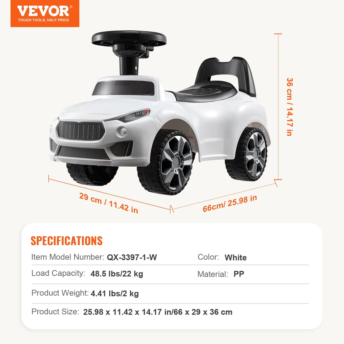 SucceBuy White Pink Ride On Push Car Classic Kids Sports Toy Car with Music Steering Wheel for Toddlers