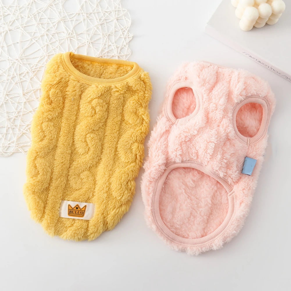 Solid Cute Wavy Double Sided Puppy Kitten Warm Coat Sweater for Small Dogs Cats