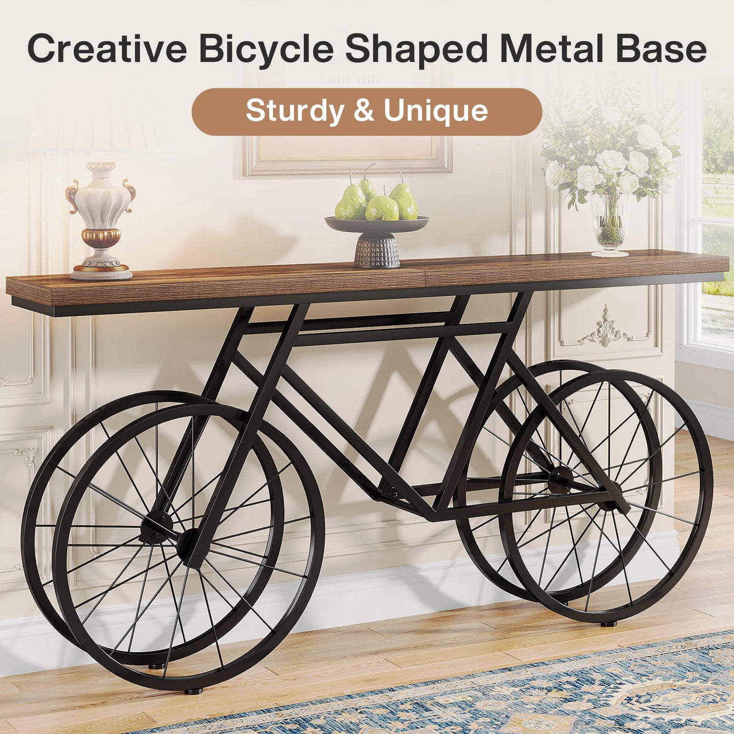 Tribesigns 70.9 Inch Extra Long Console Table Narrow Sofa With Bicycle Base
