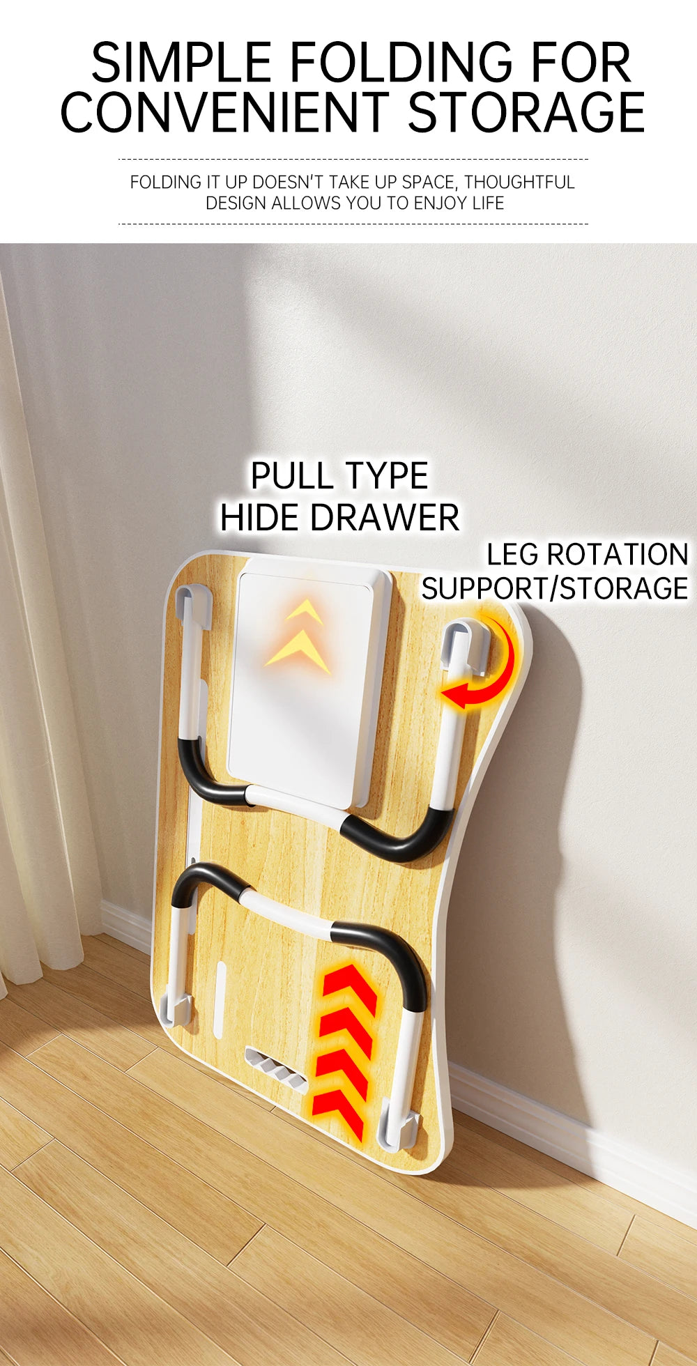 Foldable Portable Laptop Desk With USB Light And Cup Holder