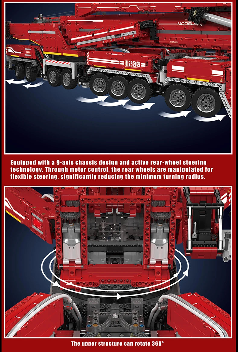 Mould King 17007 17008 Motorized Crane Building Block Set for Kids