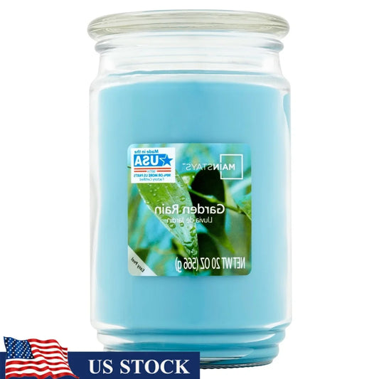 Large Garden Rain Scented Single Wick Candle 20oz Glass Jar