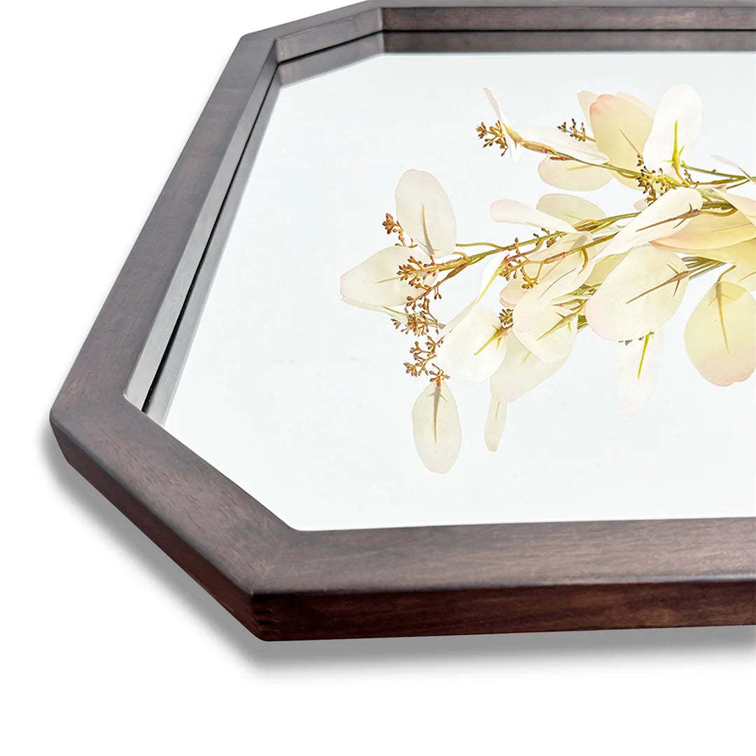 LUVODI Wall Mounted Decorative Mirror with Black Walnut Wood Frame for Living Room and Entryway