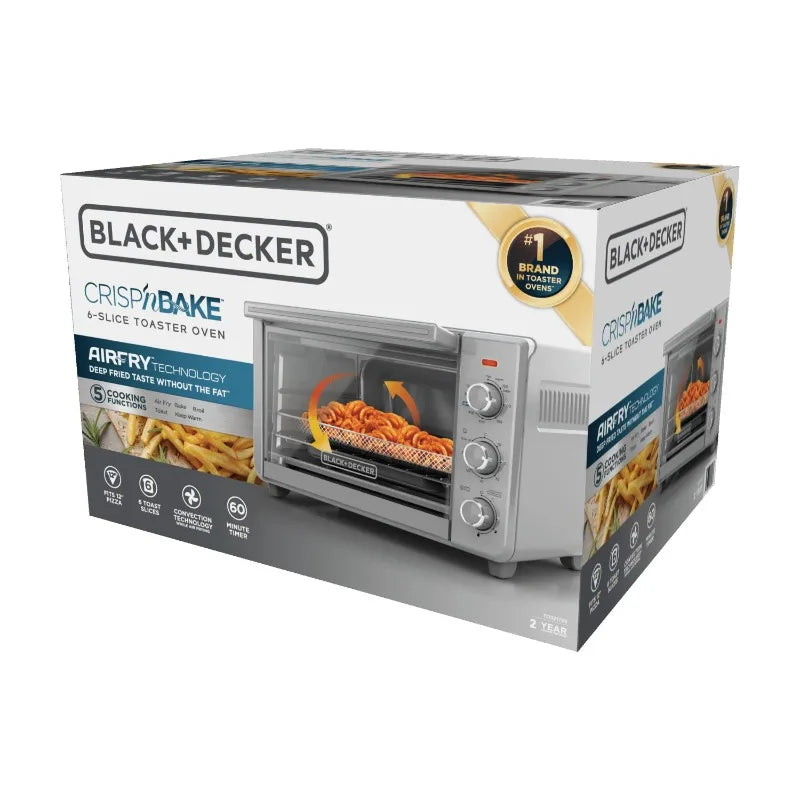 Black and Decker 6 Slice Crisp N Bake Air Fry Toaster Oven 078 Cubic Feet Interior