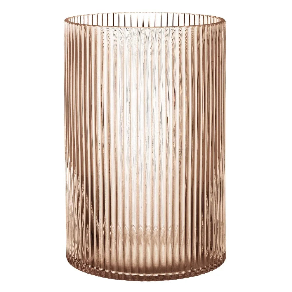 Glass Ribbed Candle Holder 8 Inch Large Home Decor Accent