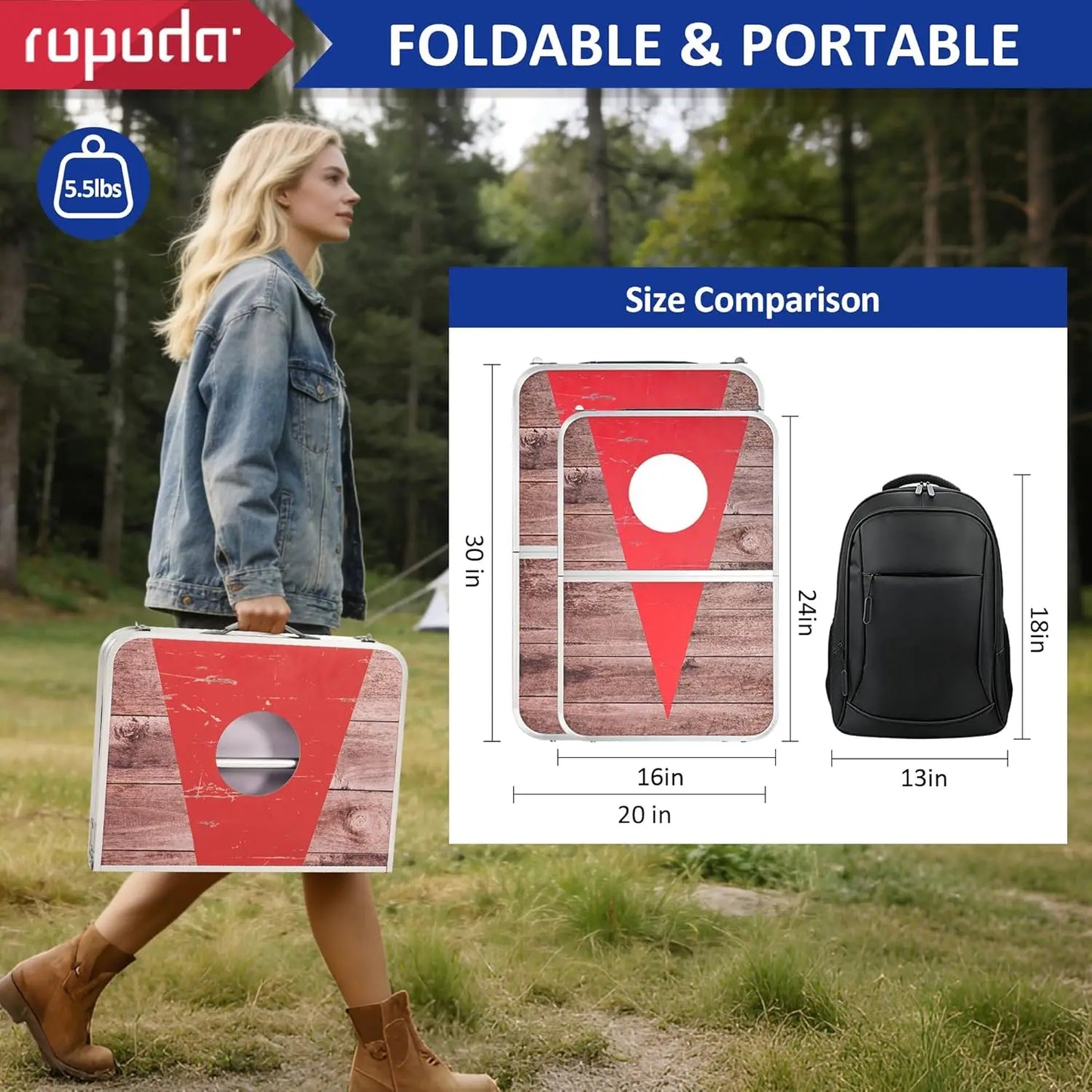 Portable Cornhole Board Set With 8 Bean Bags Aluminum Edging For Beach Tailgates