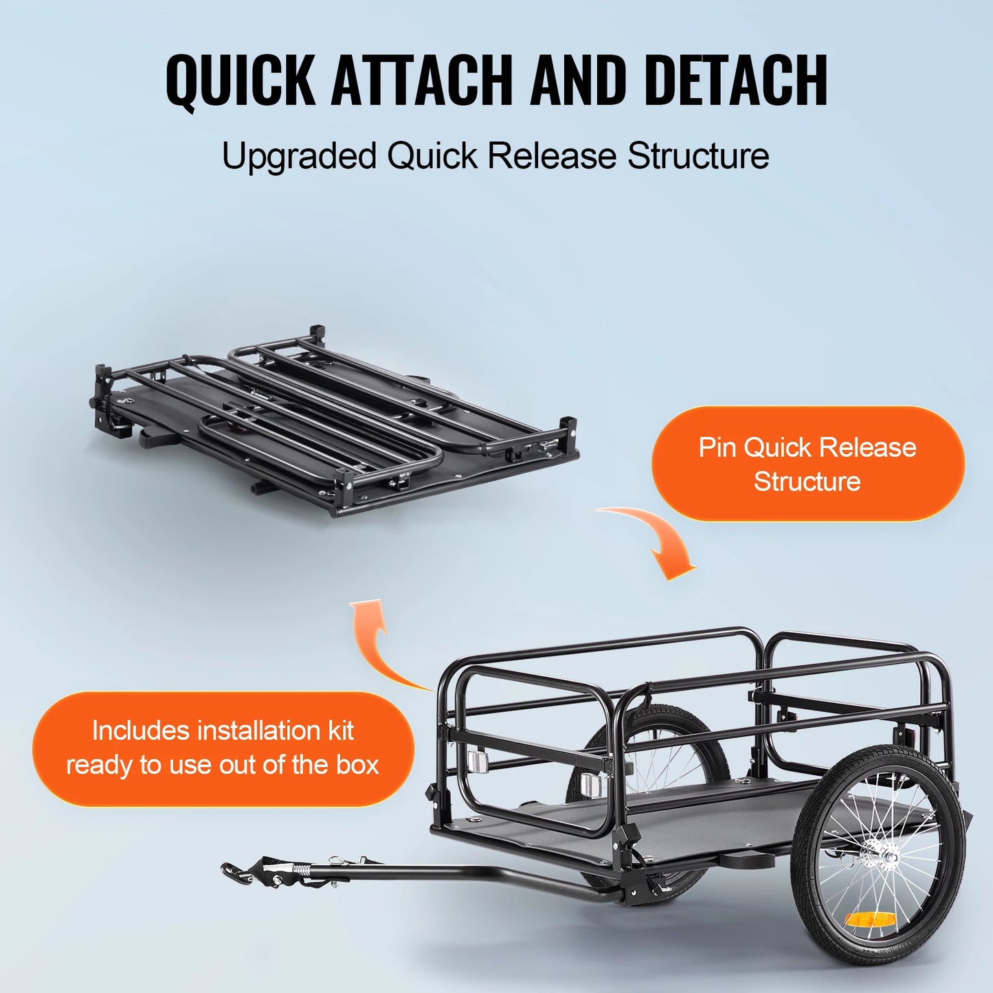 SucceBuy Bike Cargo Trailer 160 Lbs Foldable 16 Inch Wheels