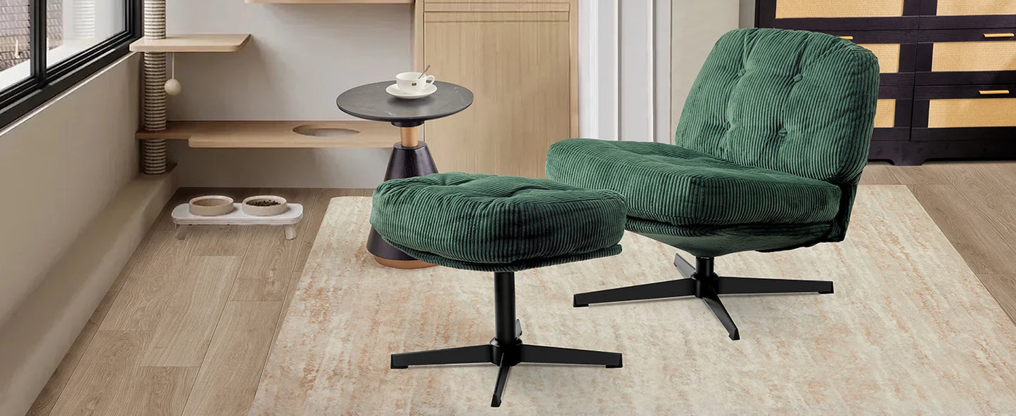 Redlife Foldable Accent Chair 360 Degree Swivel Tufted Upholstered Living Room